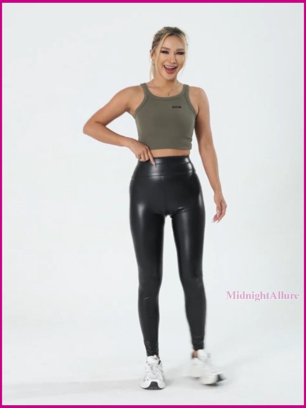 High Waisted Faux Leather Leggings Stretchy Yoga Pants Sexy Tights - Picture 7 of 7